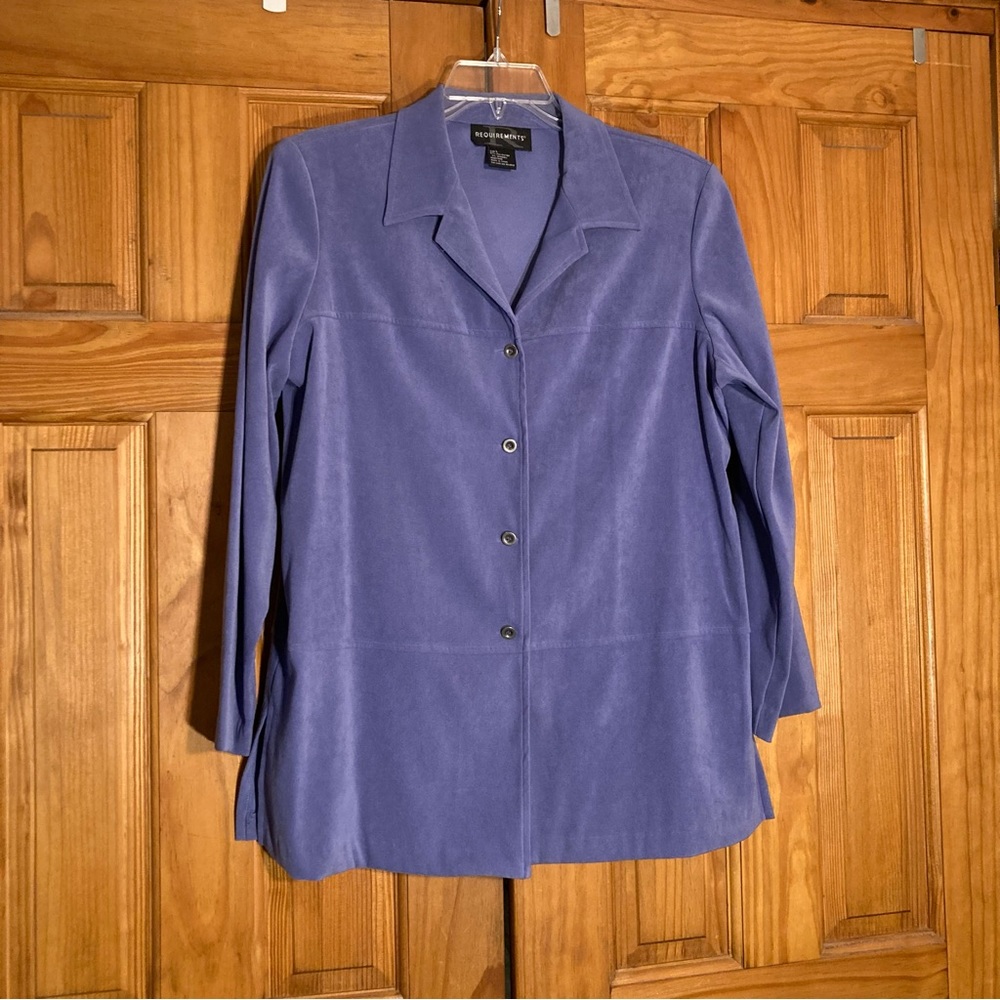 NWOT Requirements Vintage 90s Top Blouse Shacket Purple Long Sleeve Size L Large